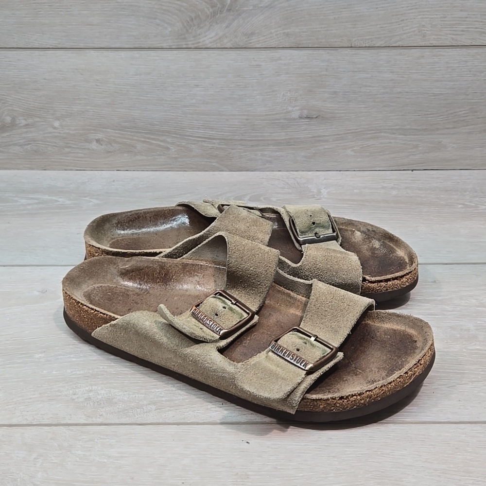 Birkenstock Women Arizona Taupe Sandals Flats shoes sz 40/9 Narrow